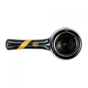 Marley Natural Smoked Glass Spoon Pipe with Gold Stripe Decal